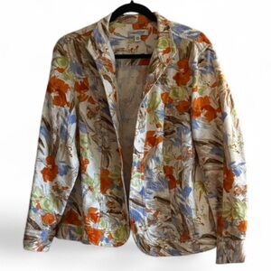 Coldwater Creek multi color floral long sleeve open front blazer jacket size W18